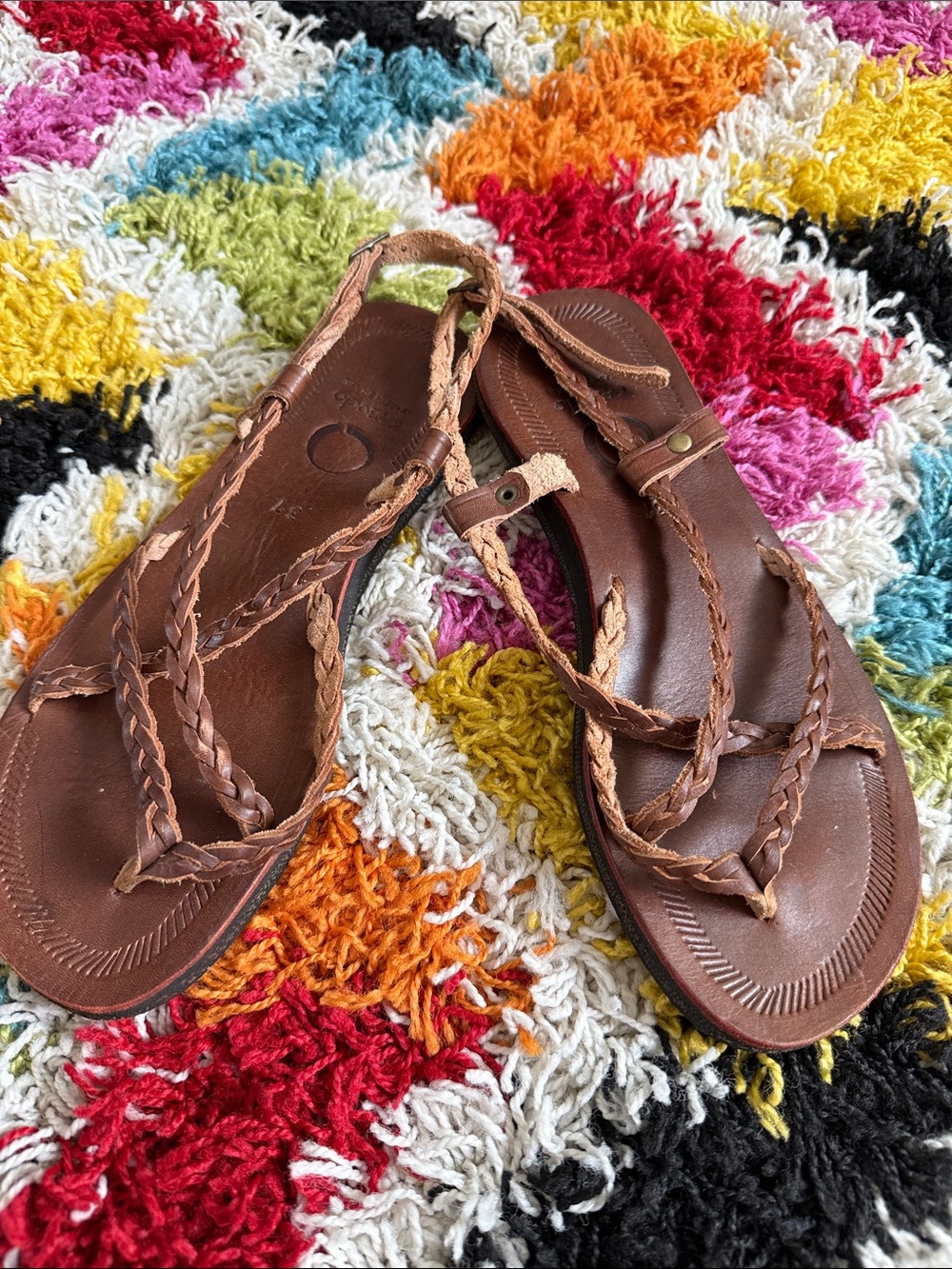 Brown Braided Leather Women’s Sandals